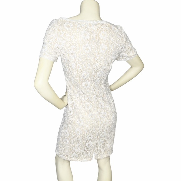 VTG OLEG CASSINI Beaded Sequin BLACK TIE DRESS WHITE SIZE 10 - Picture 2 of 8